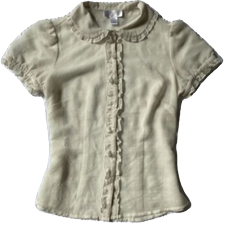 Tan and Navy Blue Striped Short-Sleeved T-shirt